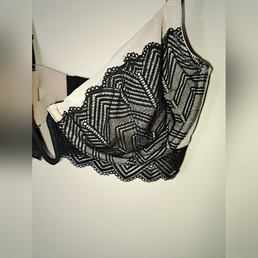 INTIMATELY FREE PEOPLE Underwire Bra Size 32DD ~ Black Lace And Nude Mesh - Picture 2 of 15